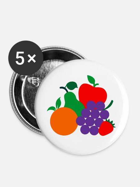 Fruchtlogo dietiste - Buttons groß 56 mm (5er Pack) - Weiß