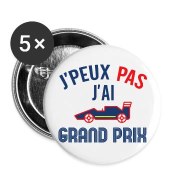 Je peux pas j'ai grand prix cadeau homme course - Lot de 5 grands badges (56 mm) - blanc - Devant
