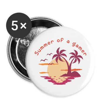 Ein Sommer voller Gamer - Buttons groß 56 mm (5er Pack) - Weiß - Vorne