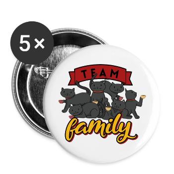 team family cat coffee department head party - Buttons large 2.2''/56 mm (5-pack) - white - Front