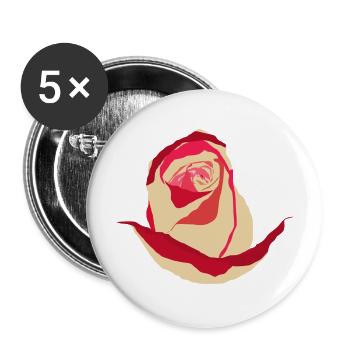 Rose rouge rose jaune, dessin - Lot de 5 grands badges (56 mm) - blanc - Devant