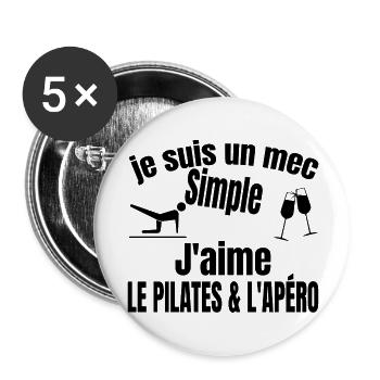 pilates et apéro - Lot de 5 grands badges (56 mm) - blanc - Devant