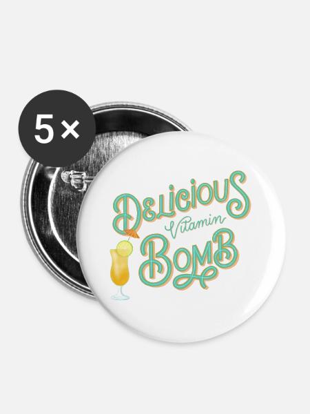 Vitamin Bomb - Buttons groß 56 mm (5er Pack) - Weiß
