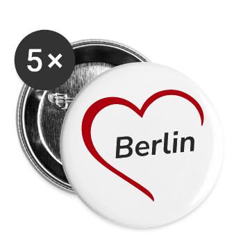Berlin with Heart - My City - I Love Loving - Buttons large 2.2''/56 mm (5-pack) - white - Front