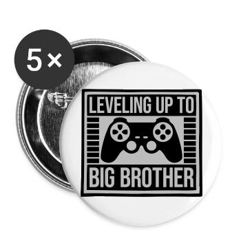 Monter de niveau grand frère - Lot de 5 grands badges (56 mm) - blanc - Devant
