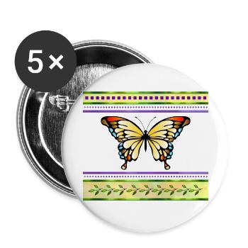 Schmetterling - Buttons groß 56 mm (5er Pack) - Weiß - Vorne