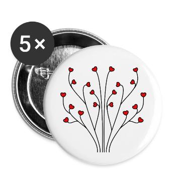 Arbre de Coeur le noir - Lot de 5 grands badges (56 mm) - blanc - Devant