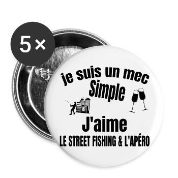 street fishing et apéro - Lot de 5 grands badges (56 mm) - blanc - Devant