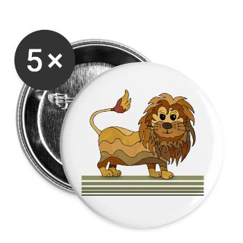 Lion - Lot de 5 grands badges (56 mm) - blanc - Devant