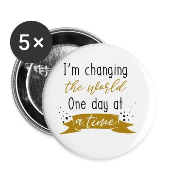 TEACHER WORLD CHANGE WORLDS DAY SAYINGS GIFT - Buttons large 2.2''/56 mm (5-pack) - white - Front