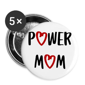 power mom mom mom mom kids parents font - Buttons large 2.2''/56 mm (5-pack) - white - Front