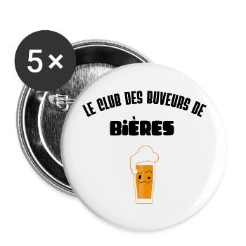 Le Club des buveurs de bières - Lot de 5 grands badges (56 mm) - blanc - Devant