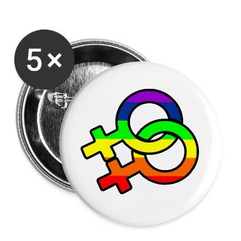 Gender-Lesben-Logo mit Regenbogen - Buttons groß 56 mm (5er Pack) - Weiß - Vorne