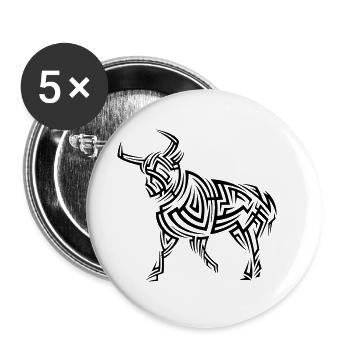Stier Tribal Tattoo - Buttons groß 56 mm (5er Pack) - Weiß - Vorne