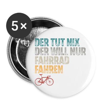 Fahrrad Fahrradfahren Retro Vintage - Buttons groß 56 mm (5er Pack) - Weiß - Vorne