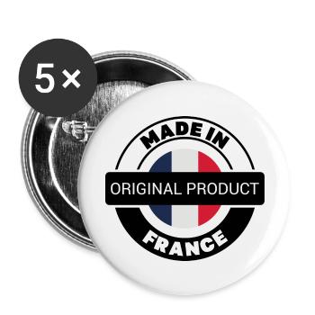 MADE IN FRANCE - Lot de 5 grands badges (56 mm) - blanc - Devant