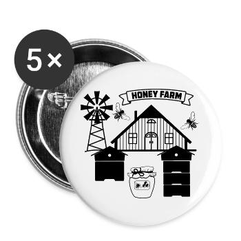 Honey farm with colorful flowers - Buttons large 2.2''/56 mm (5-pack) - white - Front