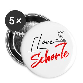 Winegod lustiger Spruch I love Schorle - Buttons groß 56 mm (5er Pack) - Weiß - Vorne