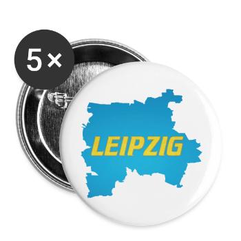 LEIPZIG - Buttons groß 56 mm (5er Pack) - Weiß - Vorne