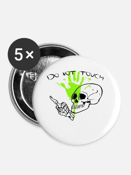 Do not touch totenkopf - Buttons groß 56 mm (5er Pack) - Weiß