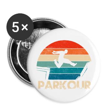 Parkour Traceur Free Running - Buttons groß 56 mm (5er Pack) - Weiß - Vorne