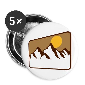paysage bouclier montagnes silhouette - Lot de 5 grands badges (56 mm) - blanc - Devant