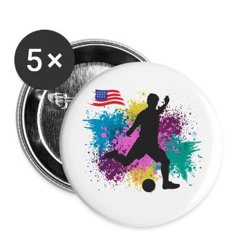 Fußball USA Grungy Farbspritzer - Buttons groß 56 mm (5er Pack) - Weiß - Vorne