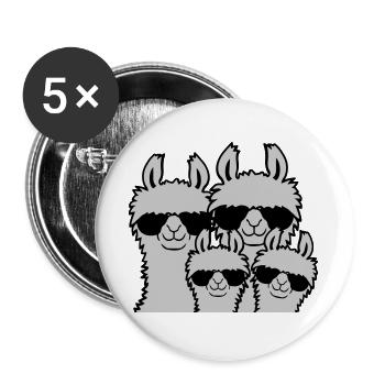 Lama Famille Parents Enfant - Lot de 5 grands badges (56 mm) - blanc - Devant