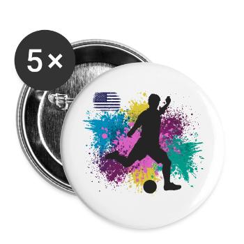 Fußball USA Grungy Farbspritzer - Buttons groß 56 mm (5er Pack) - Weiß - Vorne