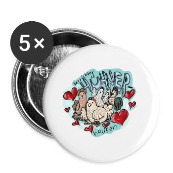 Verrückter Hühnerhaufen - Buttons groß 56 mm (5er Pack) - Weiß - Vorne