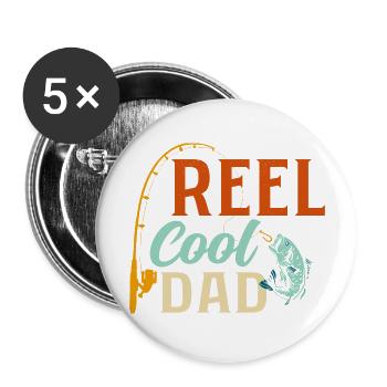 Reel Cool Dad Fisherman Angler - Buttons groß 56 mm (5er Pack) - Weiß - Vorne