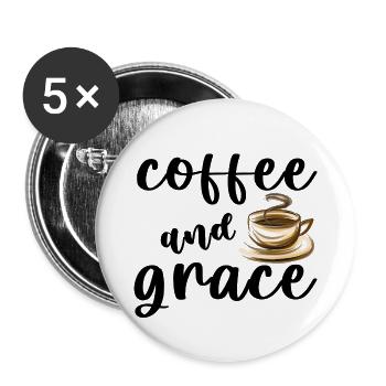 Coffee And Grace black - Buttons large 2.2''/56 mm (5-pack) - white - Front