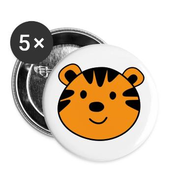 Cute tiger - Buttons large 2.2''/56 mm (5-pack) - white - Front
