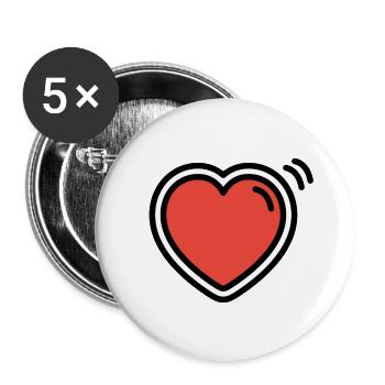Schlagendes Herz - Buttons groß 56 mm (5er Pack) - Weiß - Vorne