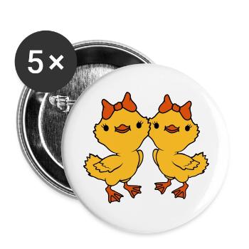 2 Chicks Team Friends - Buttons large 2.2''/56 mm (5-pack) - white - Front