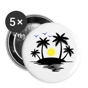 Insel Paradise - Buttons groß 56 mm (5er Pack) - Weiß - Vorne
