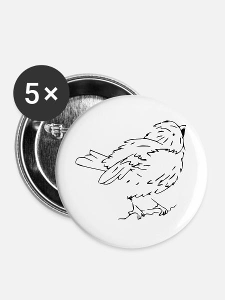Spatz - Buttons groß 56 mm (5er Pack) - Weiß