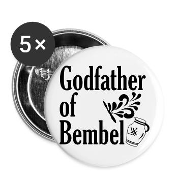 Godfather of Bembel - Der Frankfurt Shirt Shop - Buttons groß 56 mm (5er Pack) - Weiß - Vorne