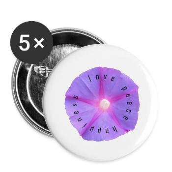 Love, Peace and Happiness - Buttons groß 56 mm (5er Pack) - Weiß - Vorne
