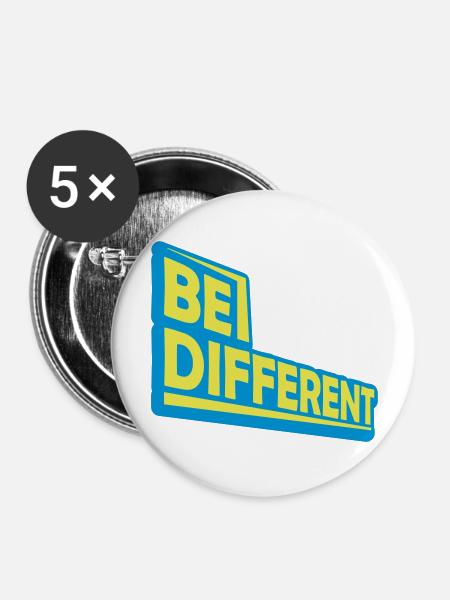 Be different Logo Design - Buttons groß 56 mm (5er Pack) - Weiß