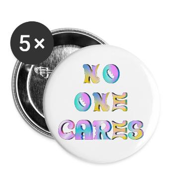 No one cares - Lot de 5 grands badges (56 mm) - blanc - Devant