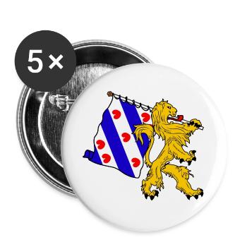 Löwe mit Friesevlag - Buttons groß 56 mm (5er Pack) - Weiß - Vorne