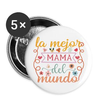 La Mejor mamá Del Mundo Regalo día de la Madre - Lot de 5 grands badges (56 mm) - blanc - Devant