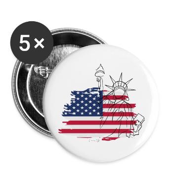 USA - Lot de 5 grands badges (56 mm) - blanc - Devant