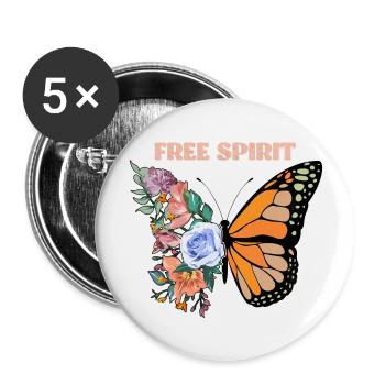 Butterfly Flower Floral Rose Tulip Flower - Buttons large 2.2''/56 mm (5-pack) - white - Front