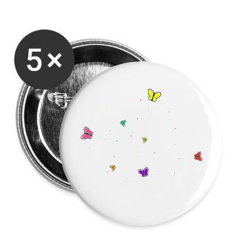 Papillons - Lot de 5 grands badges (56 mm) - blanc - Devant