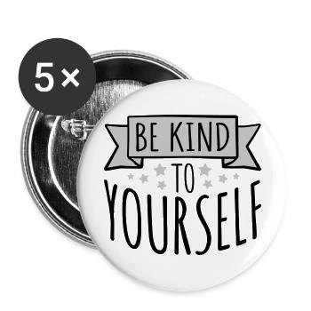 soyez gentil avec vous-même - Lot de 5 grands badges (56 mm) - blanc - Devant