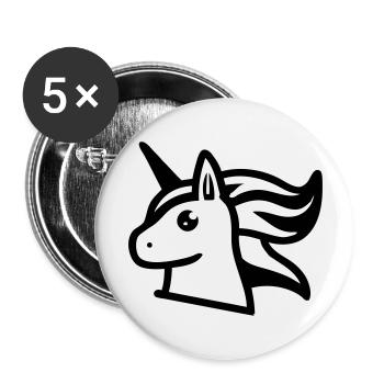 Mignonne licorne de style bande dessinée - Lot de 5 grands badges (56 mm) - blanc - Devant