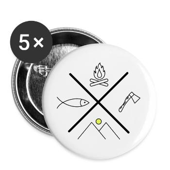 Lustiges Geschenk für Angler - Buttons groß 56 mm (5er Pack) - Weiß - Vorne