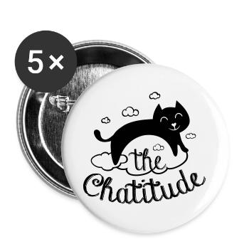 Chatitude, drôle de chat ! humour chat paresseux - Lot de 5 grands badges (56 mm) - blanc - Devant